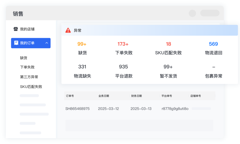 全域订单统一处理界面示意图